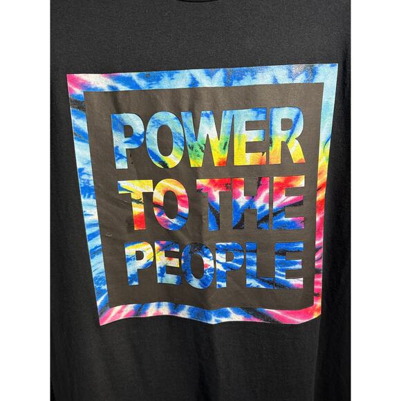 Fun ‘Power to the People’ T-Shirt with Tie-Dye Rainbow Graphic Size XL - Picture 2 of 4
